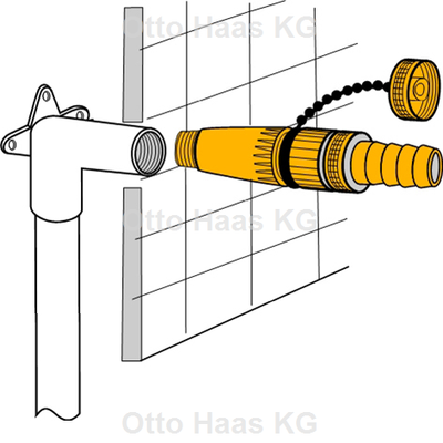 Otto Haas Baustopfen, mit Messing-Gewinde 1/2", mit Füll- und Entleerungsventil, 33 mm, Farbe blau Bild 3