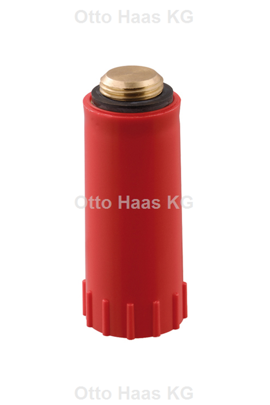 Otto Haas Baustopfen, mit Messing-Gewinde 3/4", mit Dichtung, Farbe rot Bild 1