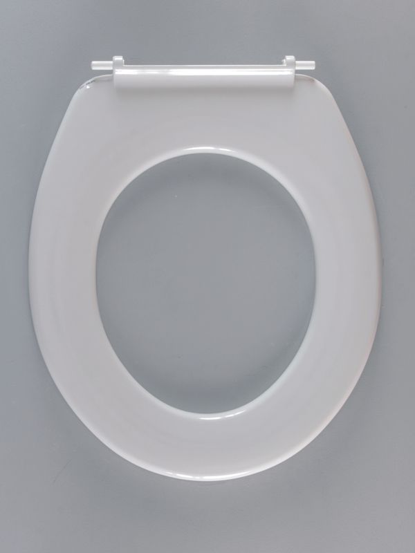 Hamberger WC-Sitz, ohne Deckel, Edelstahl-Scharniere, Befestigung von unten, 433 x 372 mm, Farbe weiß Bild 1