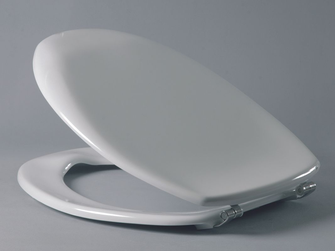 Hamberger WC-Sitz mit Deckel, Edelstahl-Scharnierwelle, Befestigung von unten, Antibac, 431 x 383 mm, Farbe weiß Bild 1