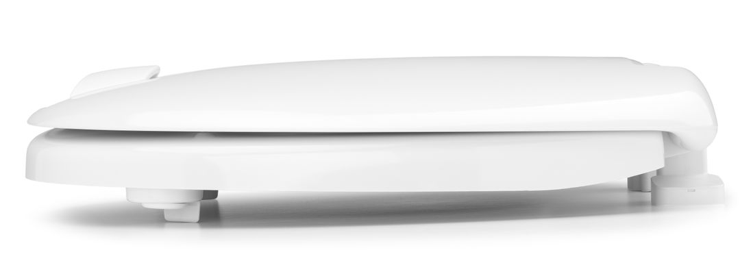 Hamberger WC-Sitz, SoftClose, Sitzhöhe 5 cm, Griff, Edelstahl-Scharnier, Befestigung von unten, 460 x 378 mm, Farbe weiß Bild 4