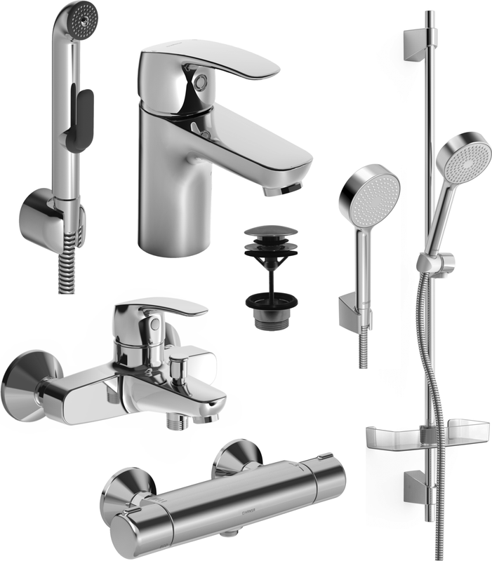 Hansa HA Badezimmer Armaturen Paket HANSAPINTO 4553 chr, DN 15, Farbe chrom Bild 1