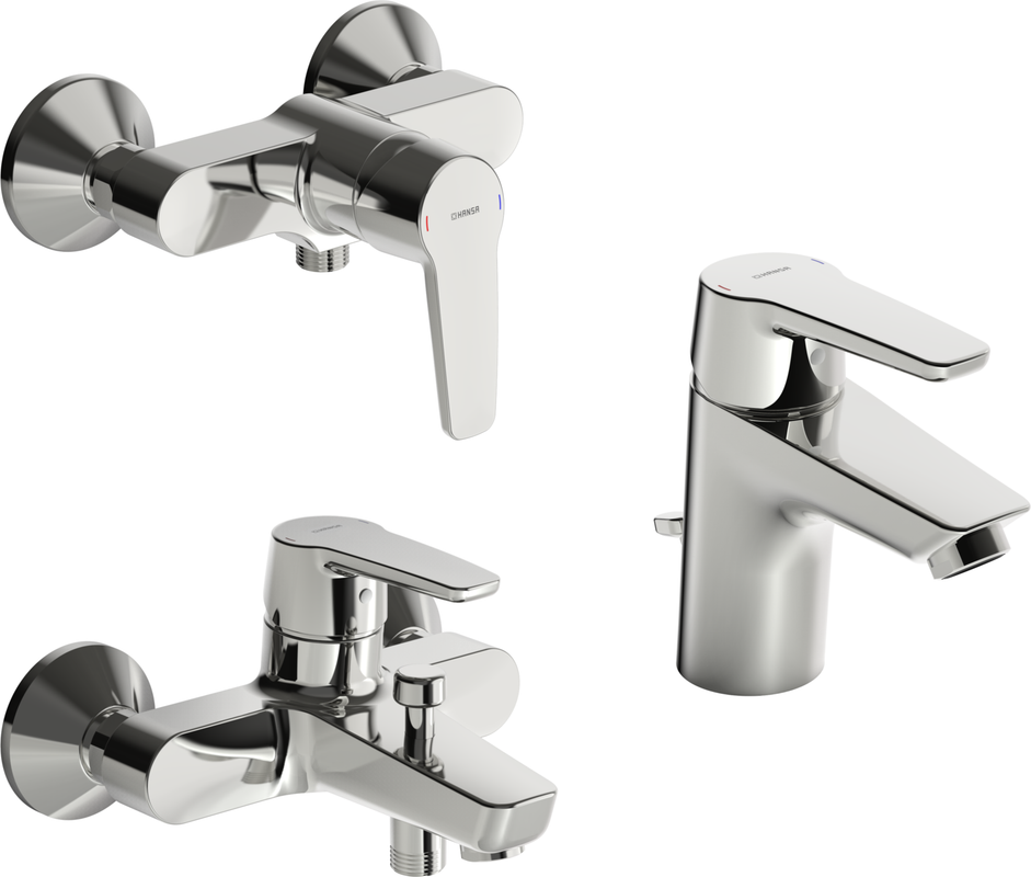 Hansa HA Badezimmer Armaturen Paket HANSAPOLO 4651 chr, DN 15, Farbe chrom Bild 1