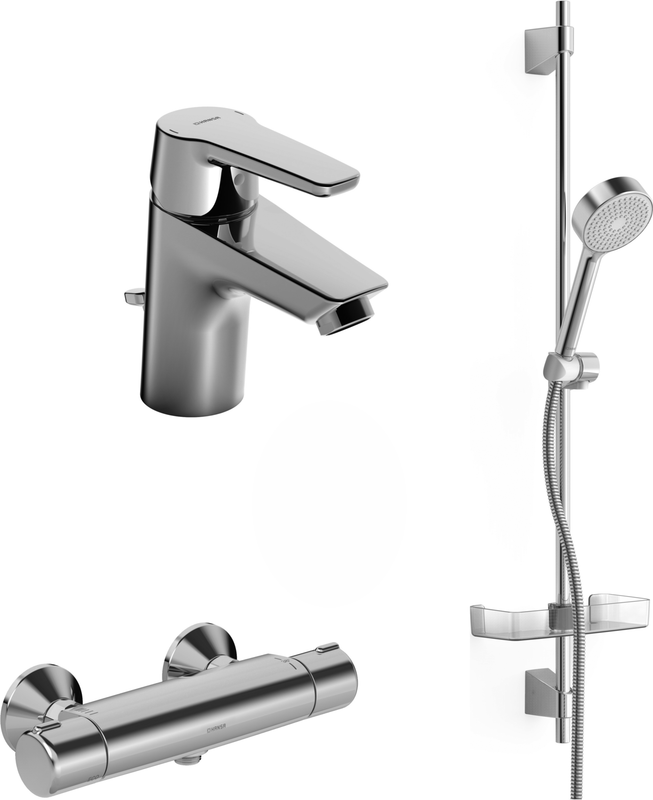 Hansa HA Badezimmer Armaturen Paket HANSAPOLO 4653 chr, DN 15, Farbe chrom Bild 1