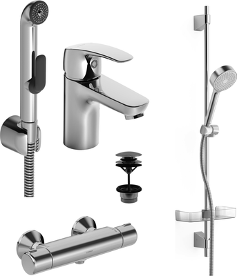Hansa HA Badezimmer Armaturen Paket HANSAPINTO 4552 chr, DN 15, Farbe chrom Bild 2