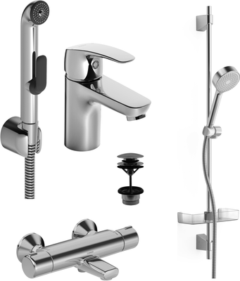 Hansa HA Badezimmer Armaturen Paket HANSAPINTO 4551 chr, DN 15, Farbe chrom Bild 3