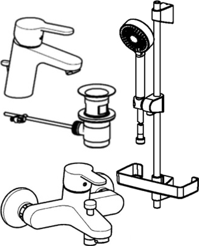 Hansa HA Badezimmer Armaturen Paket HANSAPRIMO 4900 chr, DN 15, Farbe chrom Bild 1