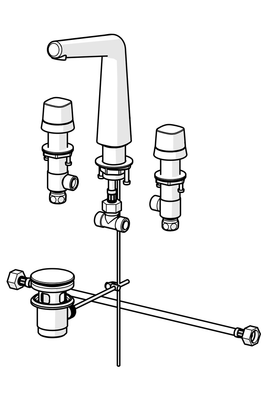 Hansa HA WT-Batt. HANSADESIGNO Style 5105 Zugst.Ablgarn. Ausld. 141 mm chr, DN 15, Farbe chrom Bild 7