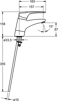 Hansa HA EHM WT-Batt. HANSAMEDICA 0118 CU-Rohr Bedienhebel lang Ausld. 157 mm chr, DN 15 Bild 6
