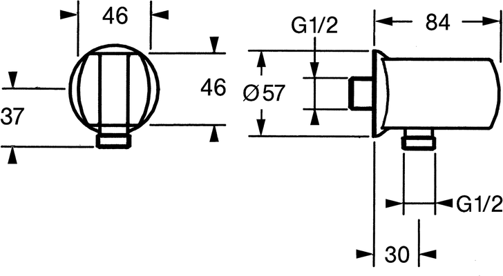 Hansa Wandanschlussbogen Hansajet, mit Halter, eigensicher, verchromt, Farbe chrom Bild 5