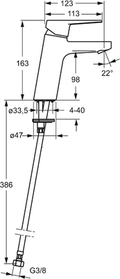 Hansa Twist XL-Einhebel-Waschtischmischer Vollh, ohne Ablaufgarnitur, Höhe: 163 mm, Ausladung 123 mm, 163 x 123 mm, Farbe chrom Bild 4