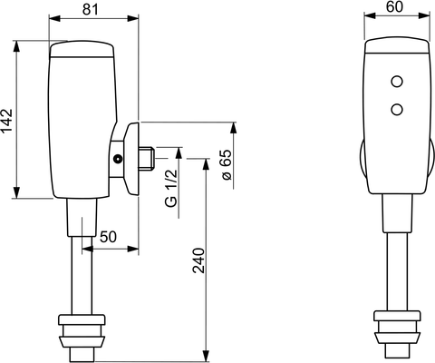 Hansa HA Urinalsteuerung HANSAELECTRA 0944 6 V Bluetooth Ausld. 81 mm gerade chr, DN 15, Farbe chrom Bild 6