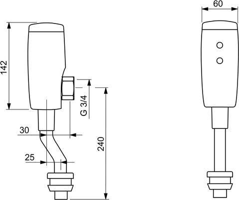 Hansa HA Urinalsteuerung HANSAELECTRA 0944 6 V Bluetooth Ausld. 81 mm gebogen chr, DN 15, Farbe chrom Bild 6