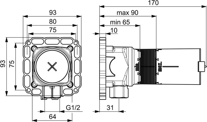 Hansa Matrix UP-Einbaukörper 1/2", für Brausenset Bild 4