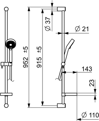 Hansa Wandstangen-Set Hansaviva, mit Hansaviva Handbrause, 900 mm, 21 mm, Farbe chrom Bild 5
