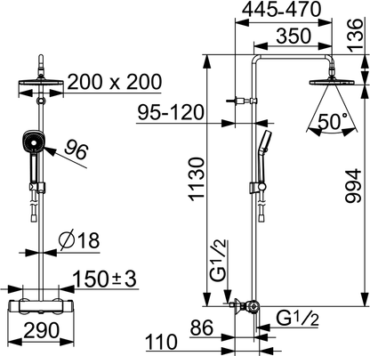 Hansa Duschsystem HANSAMICRA Style 3-strahlig, Eco-Durchfluss, eckig, Farbe chrom Bild 5