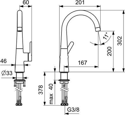 Hansa HA EHM WT-Batt. HANSADESIGNO Style 5149 Ausld. 167 mm chr, DN 15, Farbe chrom Bild 4