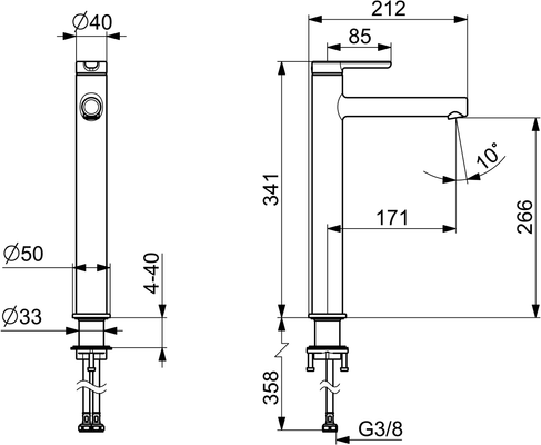 Hansa HA EHM WT-Batt. HANSADESIGNO Style 5169 Ausld. 171 mm chr, DN 15, Farbe chrom Bild 5