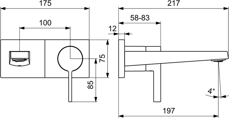 Hansa HA EHM FM-Set für WT-Batt. HANSALOFT 5757 Ros. eckig Ausld. 197 mm 4.0 chr, DN 15, Farbe chrom Bild 5