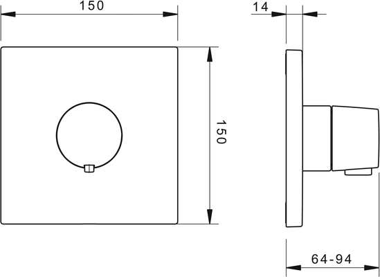 Hansa Funktionseinheit BLUEBOX Hansaliving für UP-Zentralthermostat, 150 x 150 mm, Farbe chrom Bild 4
