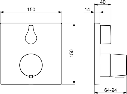 Hansa Funktionseinheit BLUEBOX Hansaliving für UP-Brausethermostat, 150 x 150 mm, Farbe chrom Bild 4