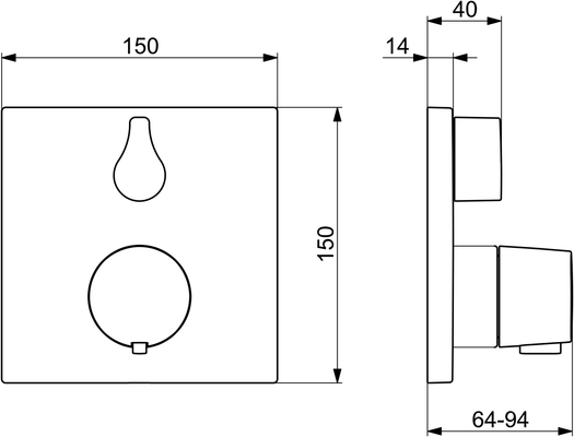 Hansa Funktionseinheit BLUEBOX Hansaliving für UP-Wannenthermostat, 150 x 150 mm, Farbe chrom Bild 4