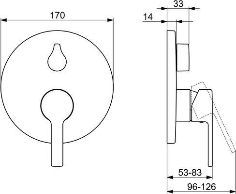 Hansa Funktionseinheit BLUEBOX Hansaronda für Einhand-Unterputz-Badebatterie, mit IS, 170 mm, Farbe chrom Bild 4