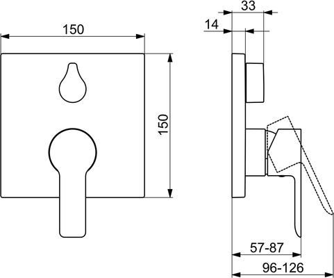 Hansa Funktionseinheit BLUEBOX Hansaligna für Einhand-Unterputz-Badebatterie, 150 x 150 mm, Farbe chrom Bild 4