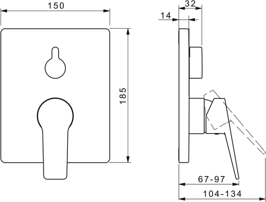 Hansa Funktionseinheit BLUEBOX Hansatwist für Einhand-Unterputz-Badebatterie, mit IS, 185 x 150 mm, Farbe chrom Bild 4