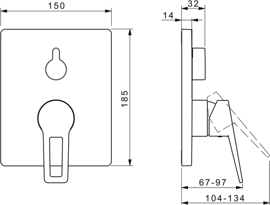 Hansa Funktionseinheit BLUEBOX Hansatwist für Einhand-Unterputz-Badebatterie, mit IS, 185 x 150 mm, Farbe chrom Bild 4