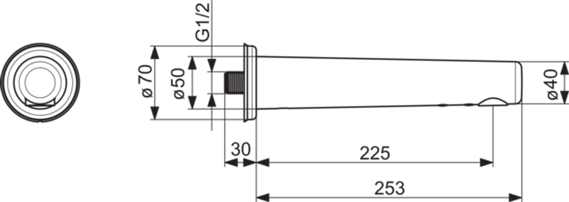 Hansa Waschtisch-Wandauslauf, Hansaelectra, Ausladung:225 mm, mit Hygienesp,6 V, 253 mm, Farbe silberfarben Bild 4