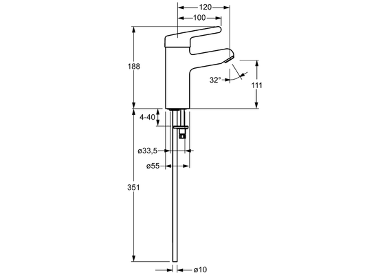 Hansa HA EHM WT-Batt. HANSAMEDIPRO 0162 CU-Rohr Ausld. 120 mm chr, DN 15, Farbe chrom Bild 7
