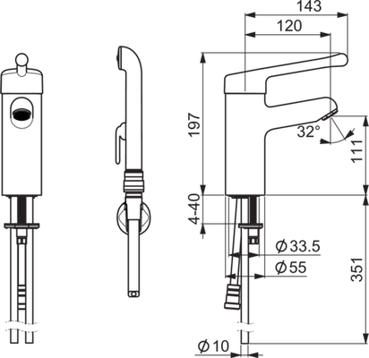 Hansa HA EHM WT-Batt. HANSAMEDIPRO 0166 CU-Rohr Bedienhebel lang 1-strahlig chr, DN 15 Bild 4