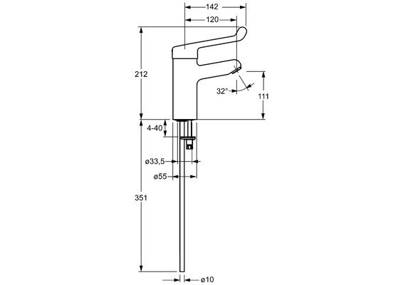 Hansa HA EHM WT-Batt HANSAMEDIPRO 0171 CU-Rohr Bedienhebel lang Ausld. 120 mm chr, DN 15, Farbe chrom Bild 5