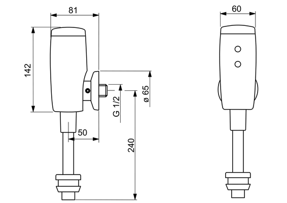 Hansa HA Urinalsteuerung HANSAELECTRA 0944 6 V Bluetooth Ausld. 81 mm gerade chr, DN 15, Farbe chrom Bild 7