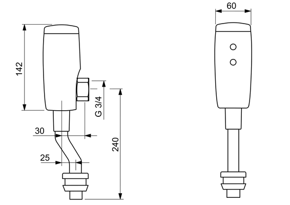 Hansa HA Urinalsteuerung HANSAELECTRA 0944 6 V Bluetooth Ausld. 81 mm gebogen chr, DN 15, Farbe chrom Bild 7