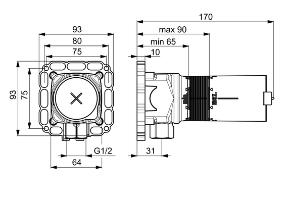 Hansa Matrix UP-Einbaukörper 1/2", für Brausenset Bild 5
