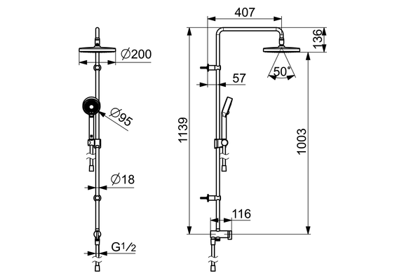 Hansa Duschsystem HANSABASICJET mit Handbrause 3-strahlig, Kopfbrause, rund, 407 mm, Farbe chrom Bild 5