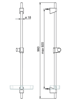 Hansa HA Wandstange HANSABASICJET 4470 chr, 960 mm, Farbe chrom Bild 5
