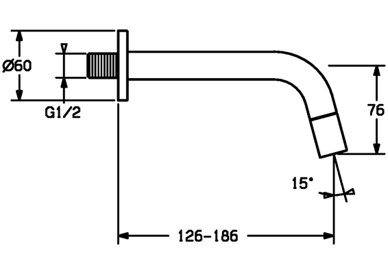 Hansa HA EHM WT-Batt. HANSANOVA 5096 Ausld. 186 mm Matt-, DN 15, Farbe schwarz Bild 5