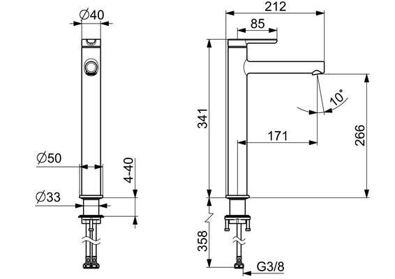 Hansa HA EHM WT-Batt. HANSADESIGNO Style 5169 Ausld. 171 mm chr, DN 15, Farbe chrom Bild 6