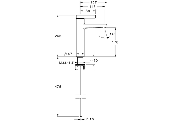 Hansa HA EHM WT-Batt. HANSALOFT 5756 CU-Rohr Ausld. 143 mm chr, DN 15, Farbe chrom Bild 7