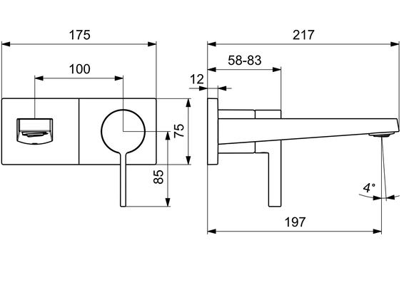 Hansa HA EHM FM-Set für WT-Batt. HANSALOFT 5757 Ros. eckig Ausld. 197 mm 4.0 chr, DN 15, Farbe chrom Bild 6