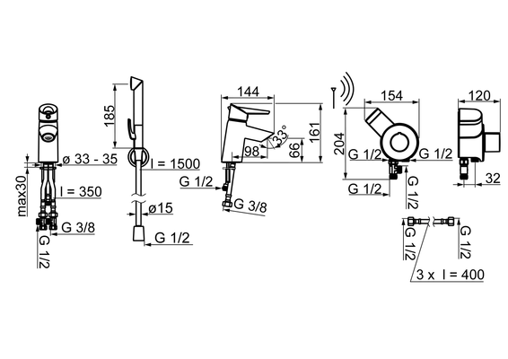 Hansa HA EHM WT-Batt. HANSAFIT 6507 3 V Ausld. 98 mm chr, DN 15 Bild 5