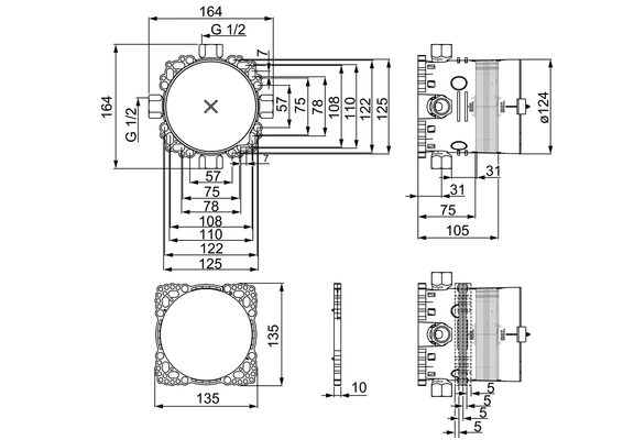 Hansa Unterputz-Grundeinheit Hansabluebox, ohne Vorabsperrung, mit 1/2" Anschlüssen Bild 6