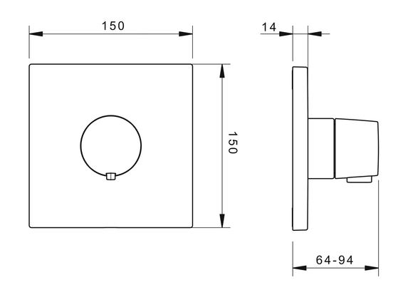 Hansa Funktionseinheit BLUEBOX Hansaliving für UP-Zentralthermostat, 150 x 150 mm, Farbe chrom Bild 5