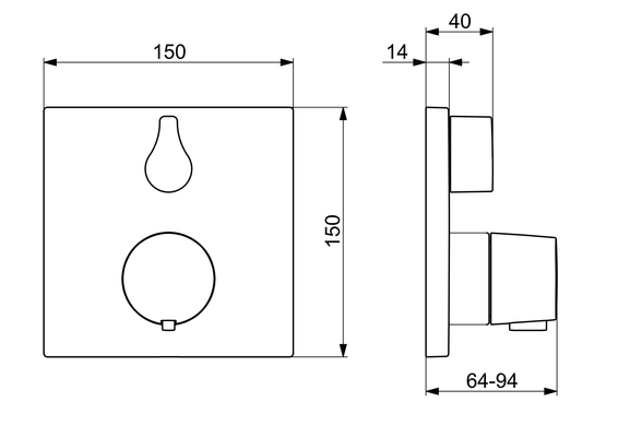 Hansa Funktionseinheit BLUEBOX Hansaliving für UP-Brausethermostat, 150 x 150 mm, Farbe chrom Bild 5