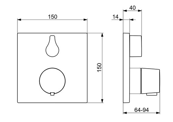 Hansa Funktionseinheit BLUEBOX Hansaliving für UP-Wannanthermostat, mit IS, 150 x 150 mm, Farbe chrom Bild 5