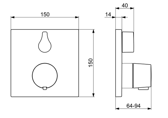 Hansa Funktionseinheit BLUEBOX Hansaliving für UP-Wannenthermostat, 150 x 150 mm, Farbe chrom Bild 5