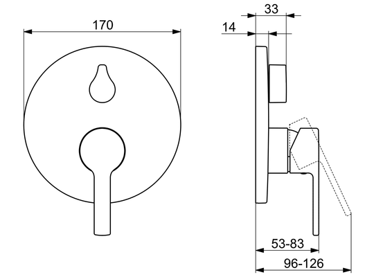 Hansa Funktionseinheit BLUEBOX Hansaronda für Einhand-Unterputz-Badebatterie, mit IS, 170 mm, Farbe chrom Bild 5